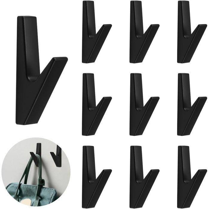 Lot de 10 crochets de porte-manteau noirs mats - Panneaux acoustiques -- Capacité de charge jusquà 20 kg