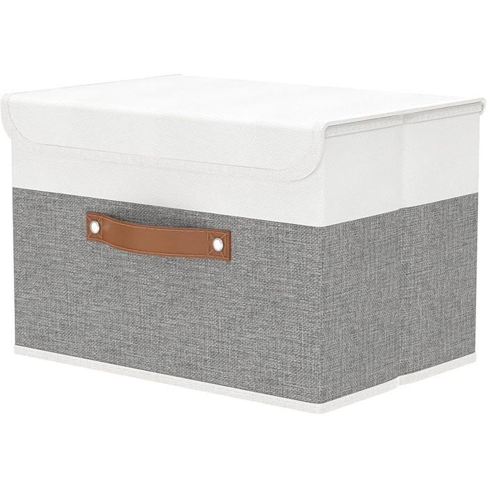Boîte de Rangement45 x 30 x 30 cm Caisse Pliable avec Couvercles et PoignéesVêtement Cube45x30x30cm(1 Pack) Bnc/Gris