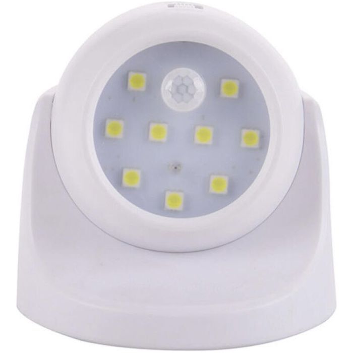 Applique LED extérieur - PZCC - Modèle Rotation 360° - Détecteur de mouvement - Sans fil à piles - Blanc
