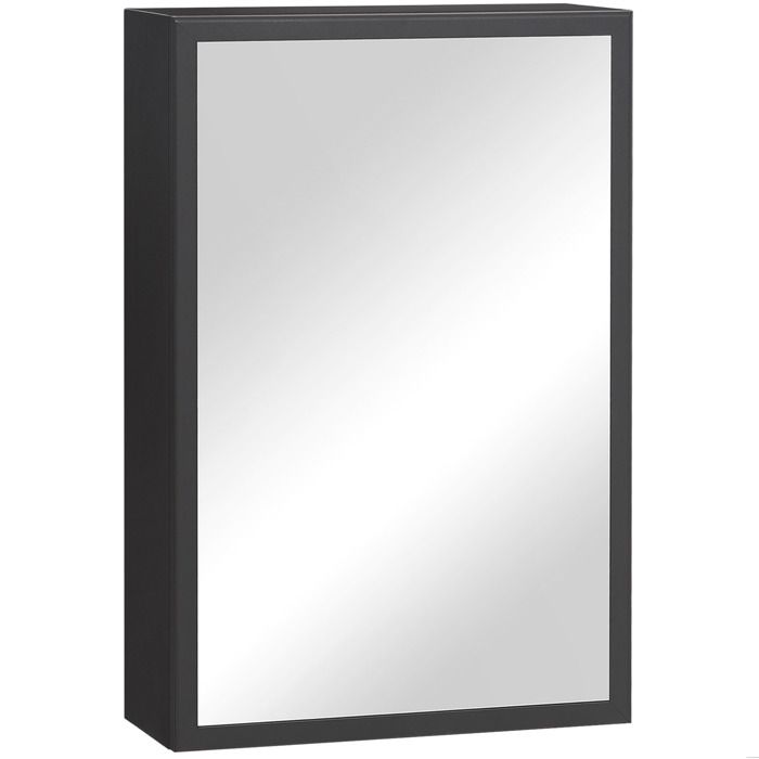 SENVIRO Armoire miroir murale pour salle de bain 40 x 15 x 60 cm noire 3 étagères intérieures fermeture douce montage mural