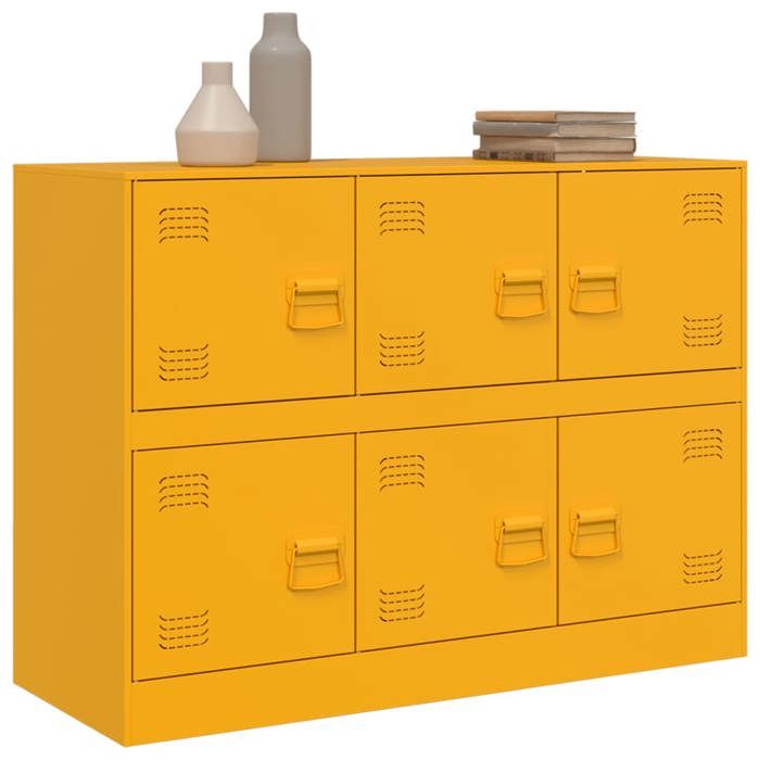 Meuble Rangement - HAOSHOP - Buffet jaune moutarde 99x39x73 cm acier&01_36441