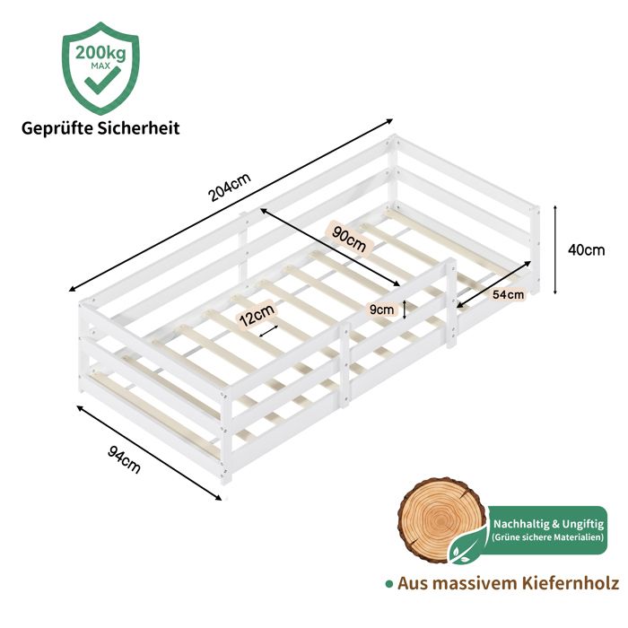 Lit Montessori au sol - ZEVKOR - Lit Montessori 90×200