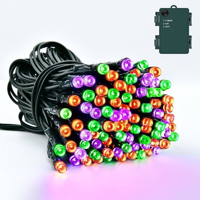 Guirlande Lumineuse Halloween Orange Violet Vert 5 m 50 LED avec Minuterie Étanche IP65 5m Orange Pourpre ORANGE LAMPE DECORATIVE