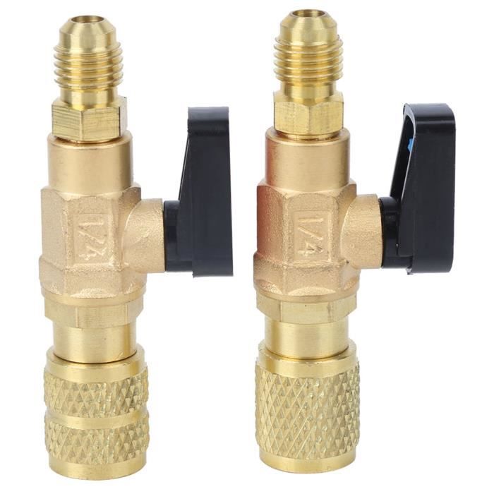 Adaptateur Vanne à Bille Laiton 1/4 SAE Pour Réfrigérant HVAC A/C R134a R410a - Robinet Quart De Tour Auto