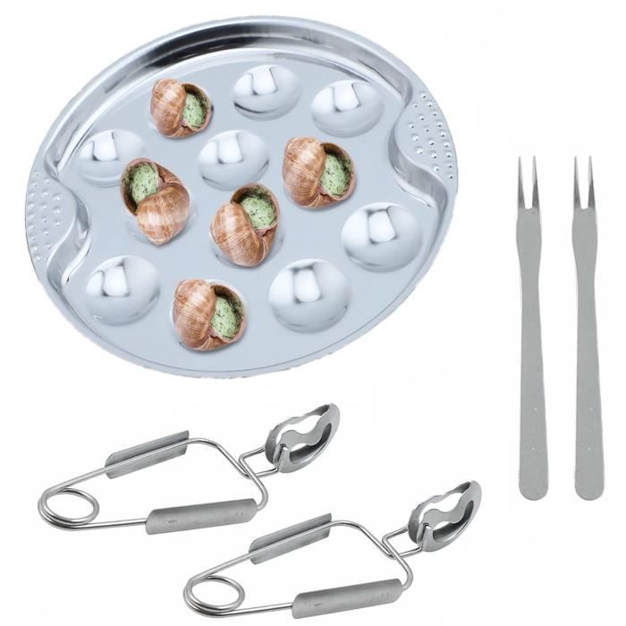 LOT DE 12 Assiettes à Escargots En Inox De 12 Trous EUR 29,50 - FR