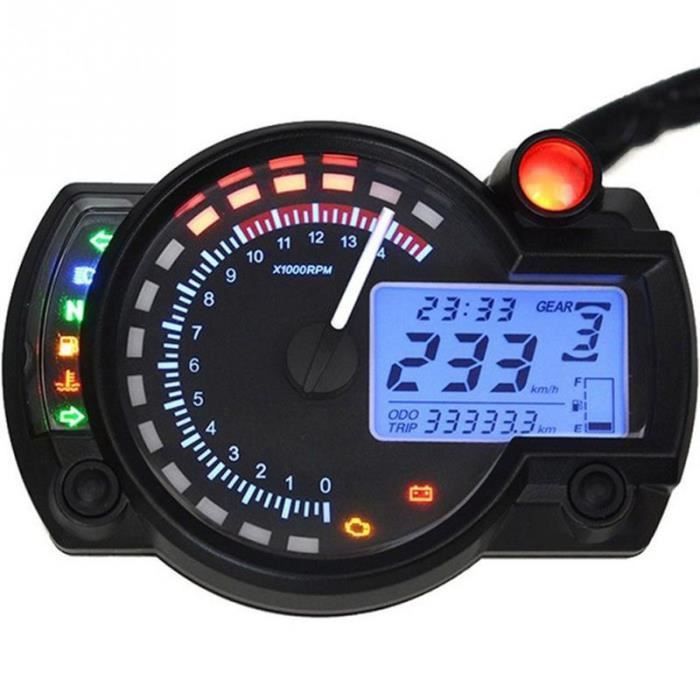 Compteur de Vitesse Moto, Universels Digital LCD Instrument Odomètre  Kilométrique Tachymètre Jauges Multifonctions con Sensore di Velocità