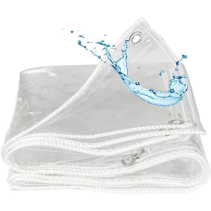 Bâche Transparente Ezcasch 1x2m 420g/m² - Imperméable, Œillets Aluminium - Protection Jardin, Terrasse