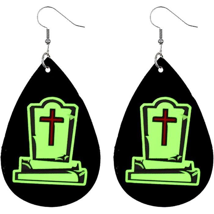 Wedity Halloween boucles d'oreilles drôle grimace citrouille bat boucles d' oreilles Femme Fille bijoux (Chauve - souris noire