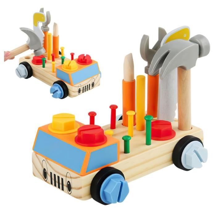 Jouet en Bois Enfant,Bricolage Jouet Boite a Outils Enfant,Visseuse Enfant  pour 2 Ans,Jouet en Bois,Jouets D'activité et De - Cdiscount Jeux - Jouets