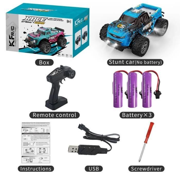 Monster Truck Télécommande 2.4GHz Voiture Télécommandée 1:20 RC Camion avec  Rotation à 360°, Lumière et Musique pour Garçons Enfants - Cdiscount Jeux -  Jouets