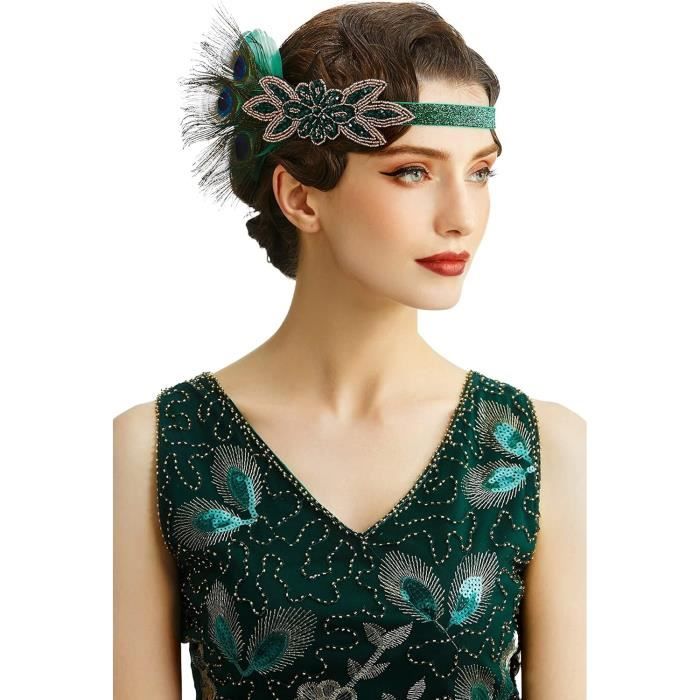 1920S Bandeau De Plumes Pour Femme Style Années 20 Bandeau À Cheveux Charleston  Accessoire De Déguisement Taille Unique Vert [J532] - Cdiscount Au quotidien