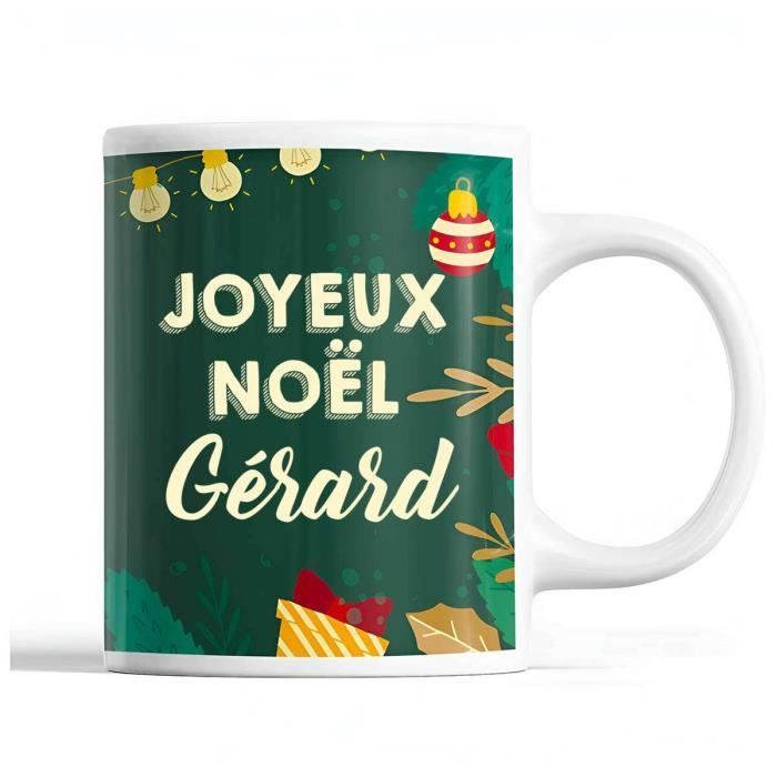 Tasse Noël Gérard Vert  Mug prénom Idée Cadeau Secret Santa