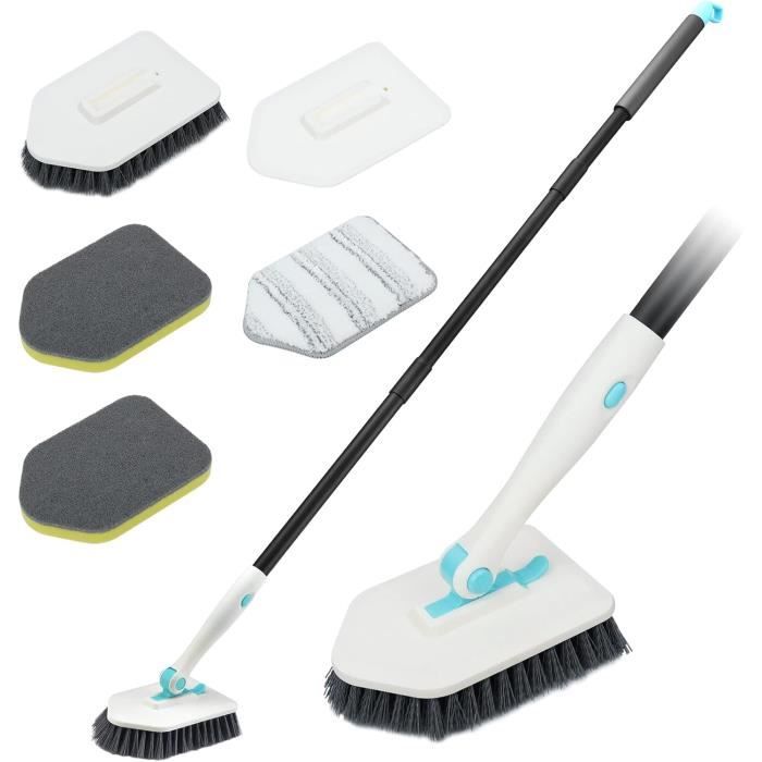 Brosse de nettoyage électrique rotative sans fil – 9 têtes interchangeables – Poignée extensible 22 à 45in – Nettoyage salle de bain, cuisine, voiture