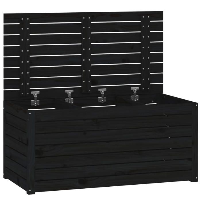 boîte coffre de jardin - noir - classique - intemporel - 101 x 50,5 x 46,5 cm - bois massif