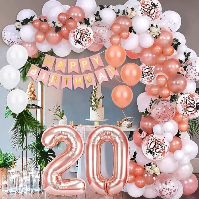 20 Ans Deco Anniversaire Or Rose, Guirlande De Ballon 20 Ans Décoration