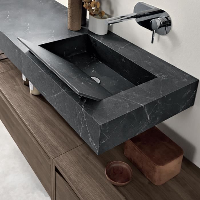 Mensola Sospesa Per Bagno 80x45 Cm - Legno Effetto Cemento, Grigio, Con Staffe In Acciaio - Foto 6