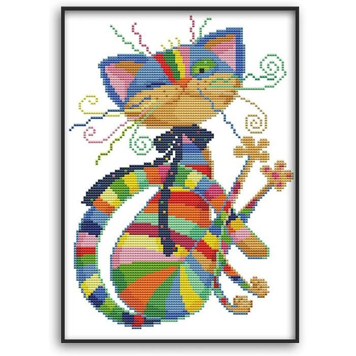 Kit Broderie Point De Croix Complet – Père Noël 11CT 3 Brins | AZURAOKEY – Toile Prédessinée 40x50 Cm