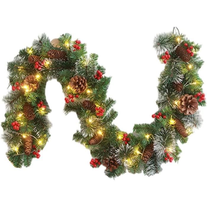 Pommes De Pin - 20 LED - Guirlande De Noël Avec Canneberges - 6,5 Pieds - Éclairage Intérieur Et