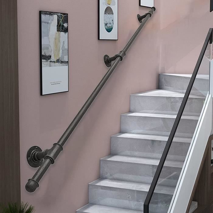 Main Courante PaNt Antidérapante pour Escalier - Rampe Intérieur Exterieur Galvanisé en Fer Forgé pour Sécurité Balcon Couloir Jardin