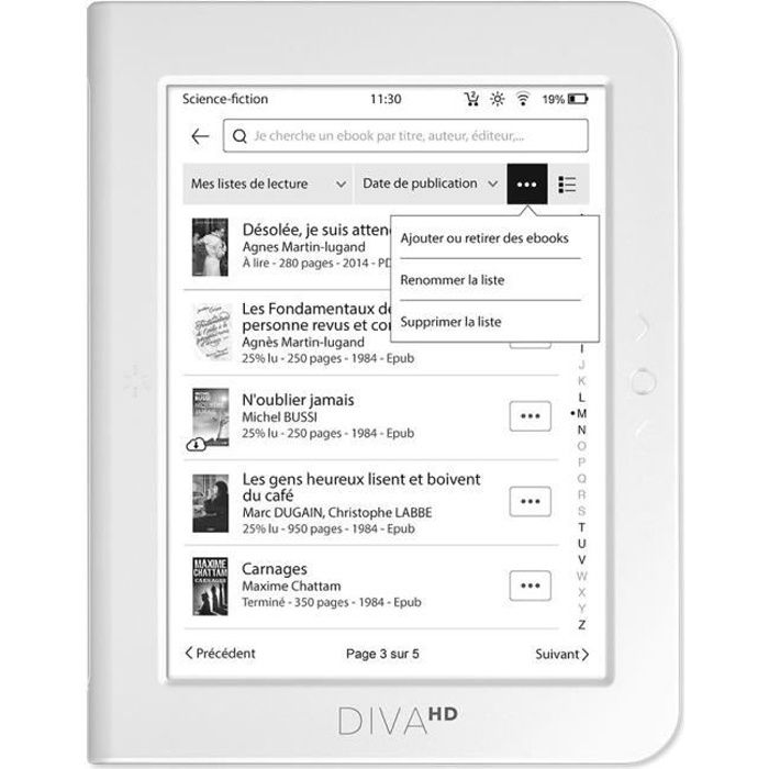 Bookeen Diva HD - Liseuse eBook Wi-Fi - Écran tactile 6 1448 x 1072 - 16  Go - Filtre lumière bleue - Orientation automatique - 10 - Cdiscount  Informatique
