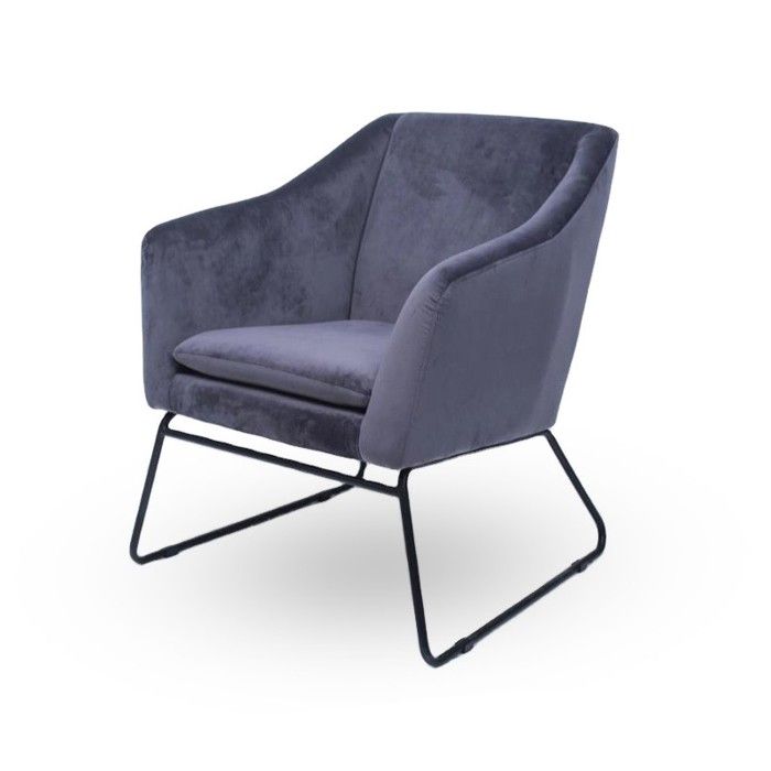 Fauteuil en velours et métal noir ZADIG - Velours Gris
