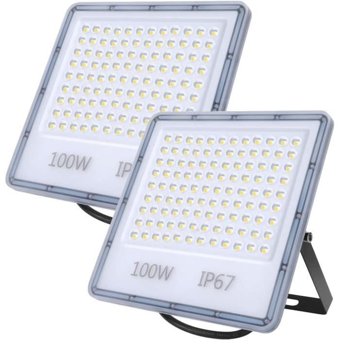 TASINUO Projecteur Extérieur LED 100W 2 Pièces - 10000LM IP67 Étanche - Blanc Froid 7000K Pour Jardin Terrasse Garage