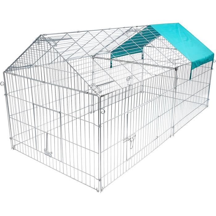 Meilleurs prix pour EUGAD Parc enclos Petits Animaux, Parc enclos extérieur avec 3 portes, en métal avec couvercle,220x103x103 cm