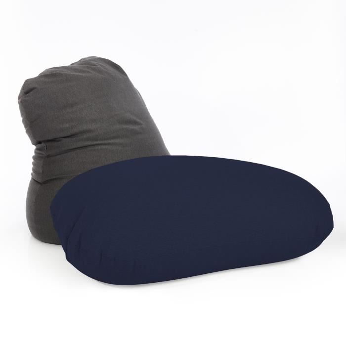 pouf flexi comfort - lumaland - medium 142 x 84 cm - bleu marine - tissu - confort supérieur