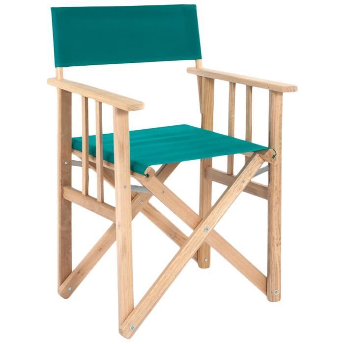 fauteuil metteur en scène pliable en bois d'eucalyptus vert 53 x 47 x 84 cm