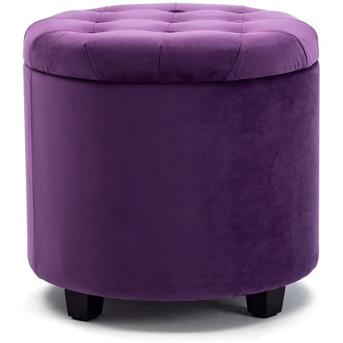 hnnhome pouf coffre de rangement repose-pieds purple