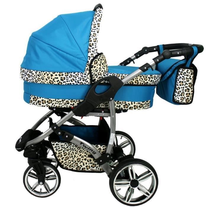 Poussette Set 40 couleurs pour choisir des roues sans crevaison Twing by SaintBaby Blue Leopard 3en1 avec siege auto pour bebe Cdiscount Puericulture Eveil bebe