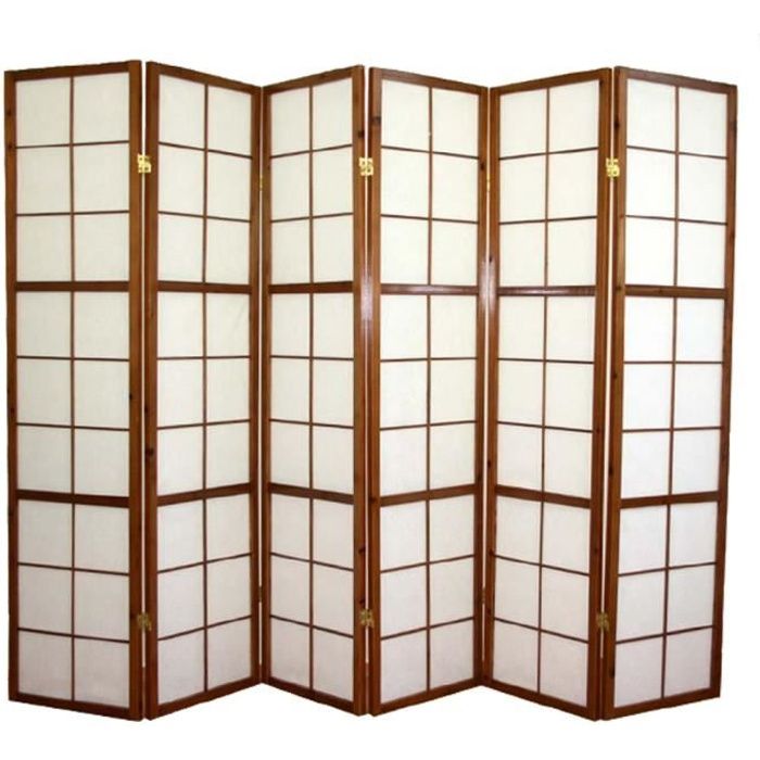 Paravent japonais Shoji en bois brun fonc&eacute; de 6&hellip; 