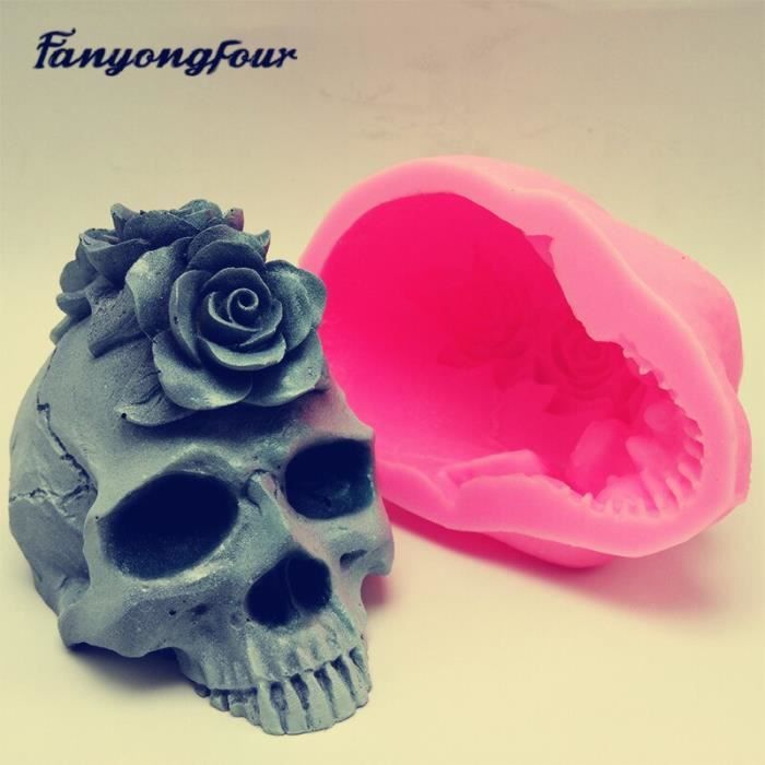 Silicone moule 3D crâne gâteau moule résine plâtre chocolat bougie moule à... Silicone moule 3D crâne gâteau moule résine plâtre chocolat bougie moule à...