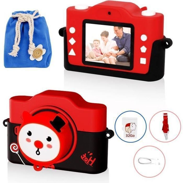 Appareil Photo Pour Enfant - Coque Silicone Bleue, écran, 12 MP, Inclut Carte SD 32 Go - 6