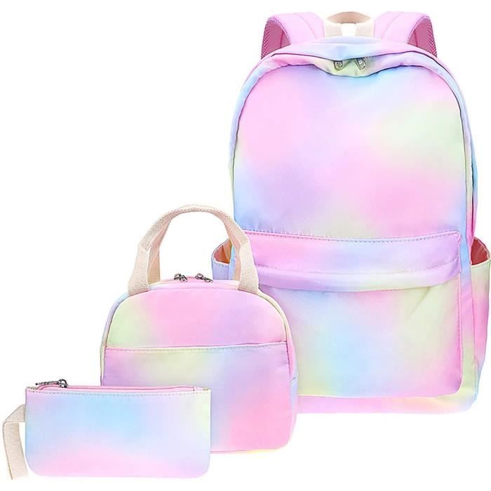 Sac Dos Scolaire Sac Dos Arc en Ciel Ensemble 3 en 1 Sac d