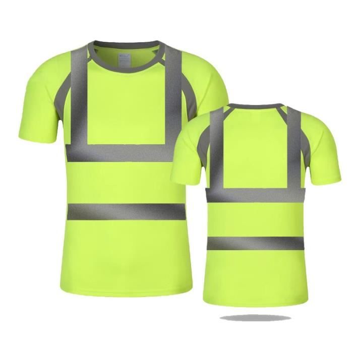 5XL Fluo vert 4 Chemise Safey r fl chissante v tement de travail manches courtes haute visibilit s c