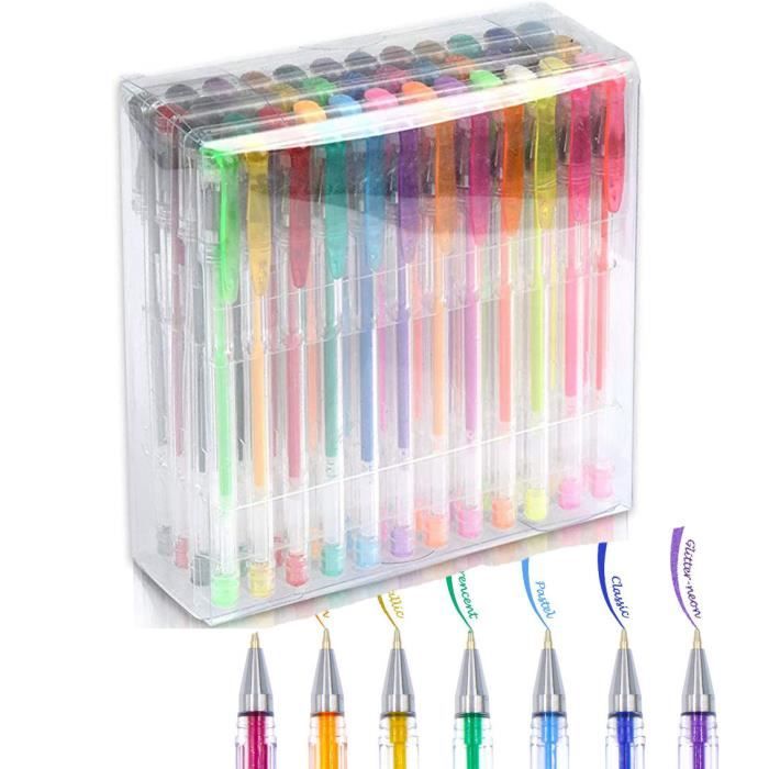 Lot de 2 stylos à encre gel avec 72 couleurs, 48 stylos gel