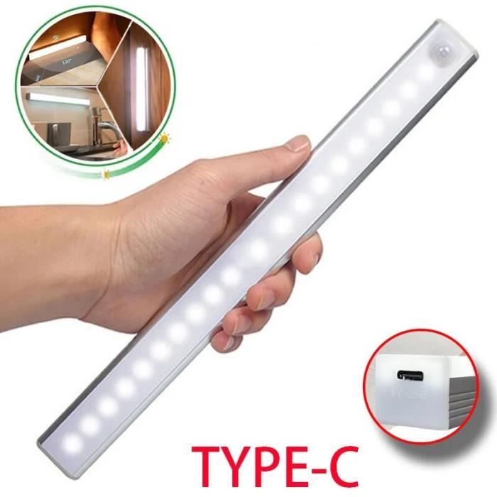 AMPOULE INTELLIGENTE Veilleuse LED aste sans fil avec capteur de mouvement type C lampe d'armoire rétroéclairage d'escalier pour