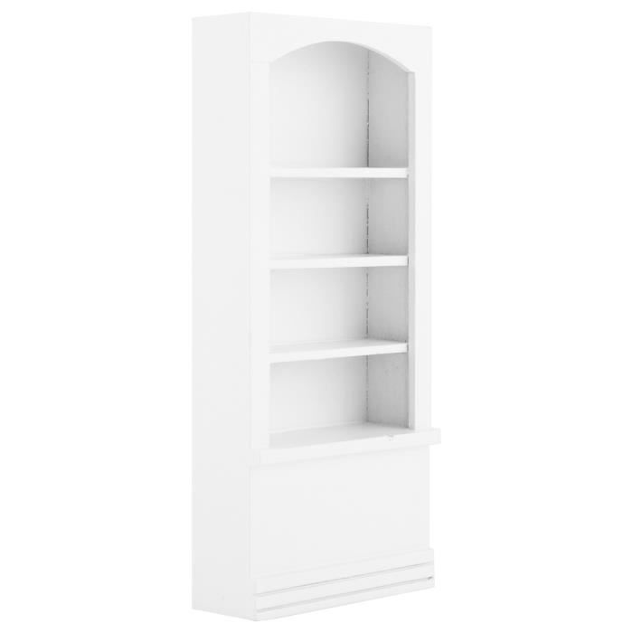 Bibliothèque Miniature 1:12 En Bois Pour Maison De Poupée – 3 Étagères Et 4 Tiroirs – Accessoire Déco Marron