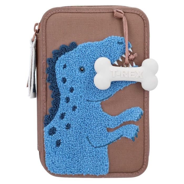 Trousse à Crayons TOPModel Cowgirl – Remplie (crayons, Feutres, Ciseaux…) – 3 Compartiments – Violet, Motif Fleuri
