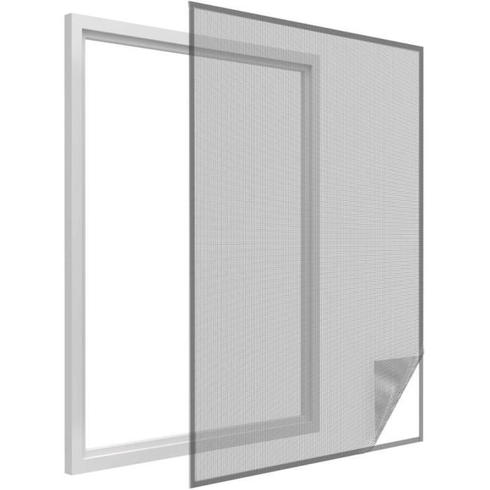 Moustiquaire fenêtre anthracite 28g/m² bande auto-agrippante 9,5 mm (Lot de 2) Noir / Anthracite
