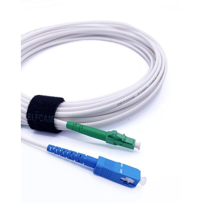 Produktbild von Glasfaser Verlängerungskabel Elfcam® - 1m Glasfaserkabel E2000/APC Zu LC/UPC ,Monomode Duplex, Optischer 9/125um Strumpfhalter OS2 2.0mm G652D LSZH, Gelb (1M Elfcam Kabel 10 Meter
