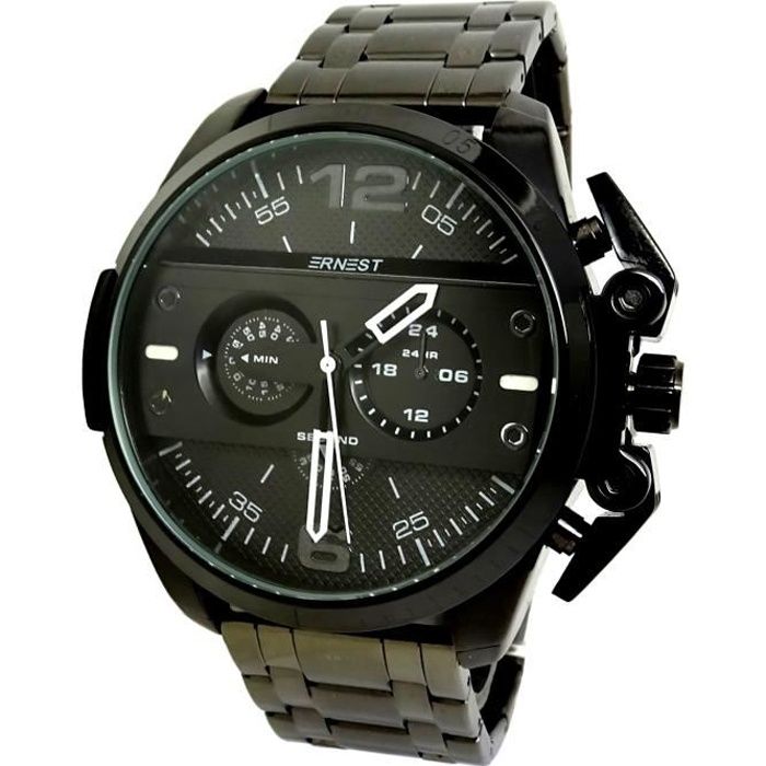 MONTRE LUXE HOMME NOIR TITANE ACIER DADDY IRONSIDE IDÉE CADEAU ONLY THE BRAVE