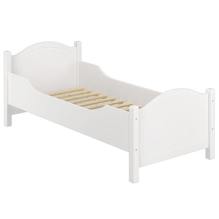 lit simple extra haut en pin massif blanc - erst-holz - 100x200 - adapté aux personnes âgées - style rustique