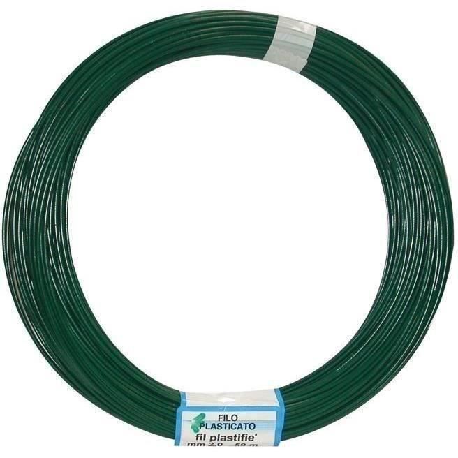 Fil d'attache plastifié vert - 50 m - Ø2 mm - Métal - FILGRAF