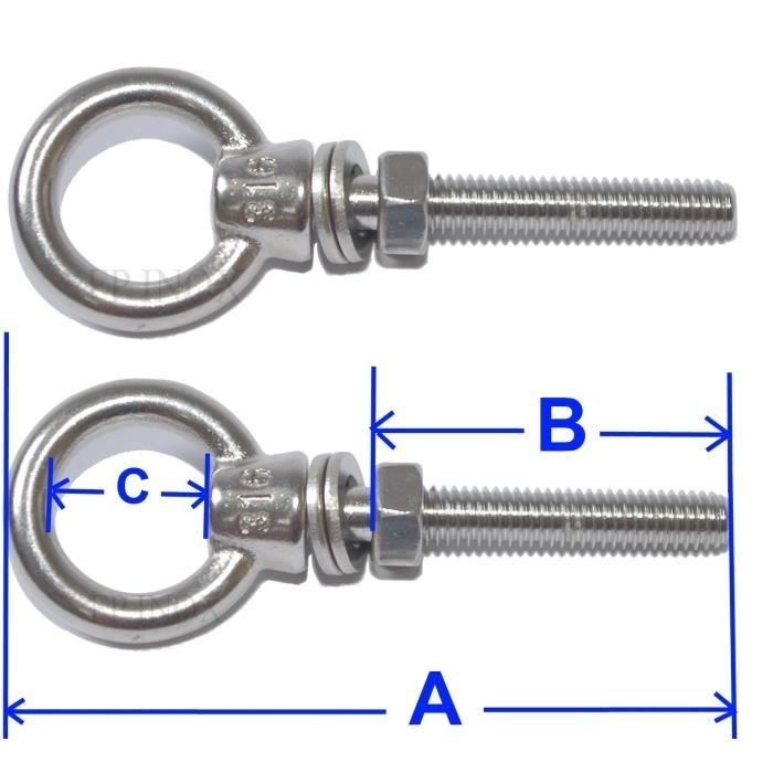 Anneaux Tige Filetee Lot De 2 M6mm Longueur 60mm Inox 316 A4