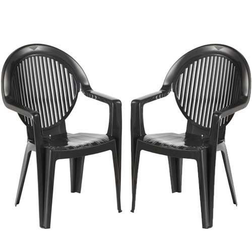 Lot De 2 Fauteuils Monoblocs Fidji 2 Coloris Anthracite Achat