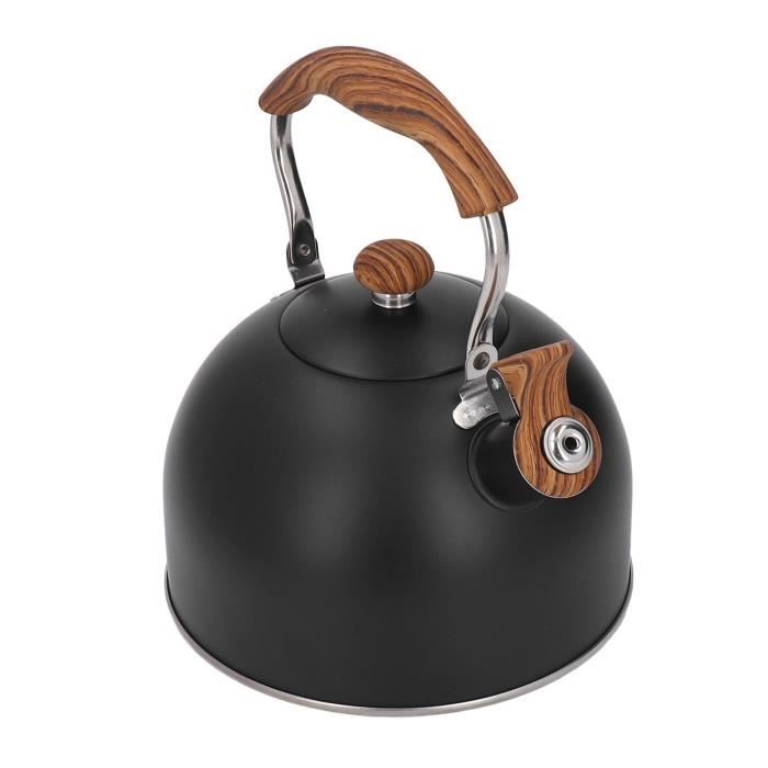 Bouilloire à Thé Sifflante - 3,5 L Acier Inoxydable Noir | Forme Citrouille | Pour Cuisinière Gaz/Induction