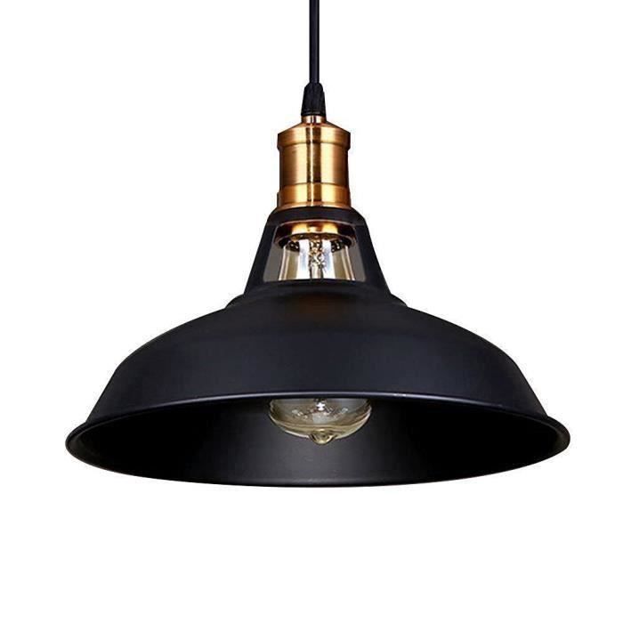 Abat-jour Rétro En Métal Noir Et Doré - Diamètre 30 Cm, Hauteur 17 Cm - Pour Suspension - Style Vintage - Non Électrique (Fourni Sans Douille/ampoule)
