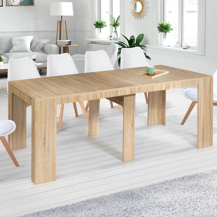 IDMARKET Table console extensible ORLANDO 10 personnes 235 cm bois façon  hêtre - Cdiscount Maison